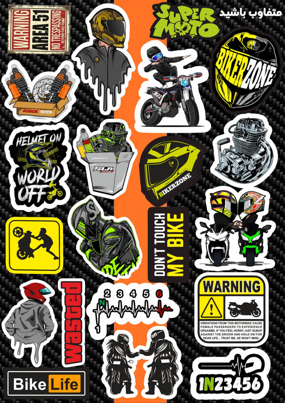 استیکر ورقه ای موتور برند استیکر لئو مدل پک اقتصادی استیکر موتور