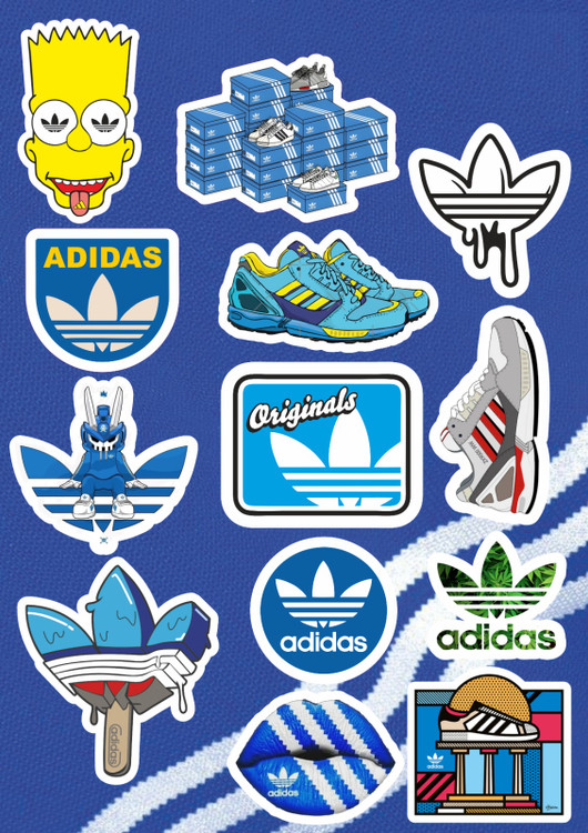 استیکر ورقه ای آدیداس برند استیکر لئو مدل پک اقتصادی آدیداس